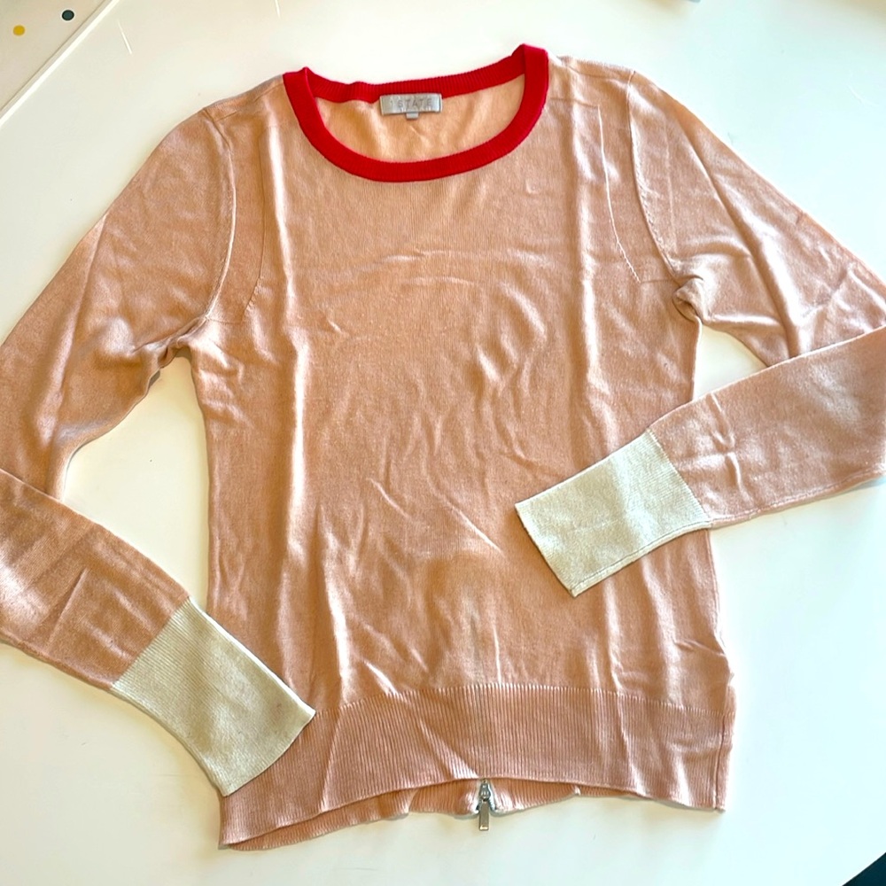 Ringer sweater with zip detail